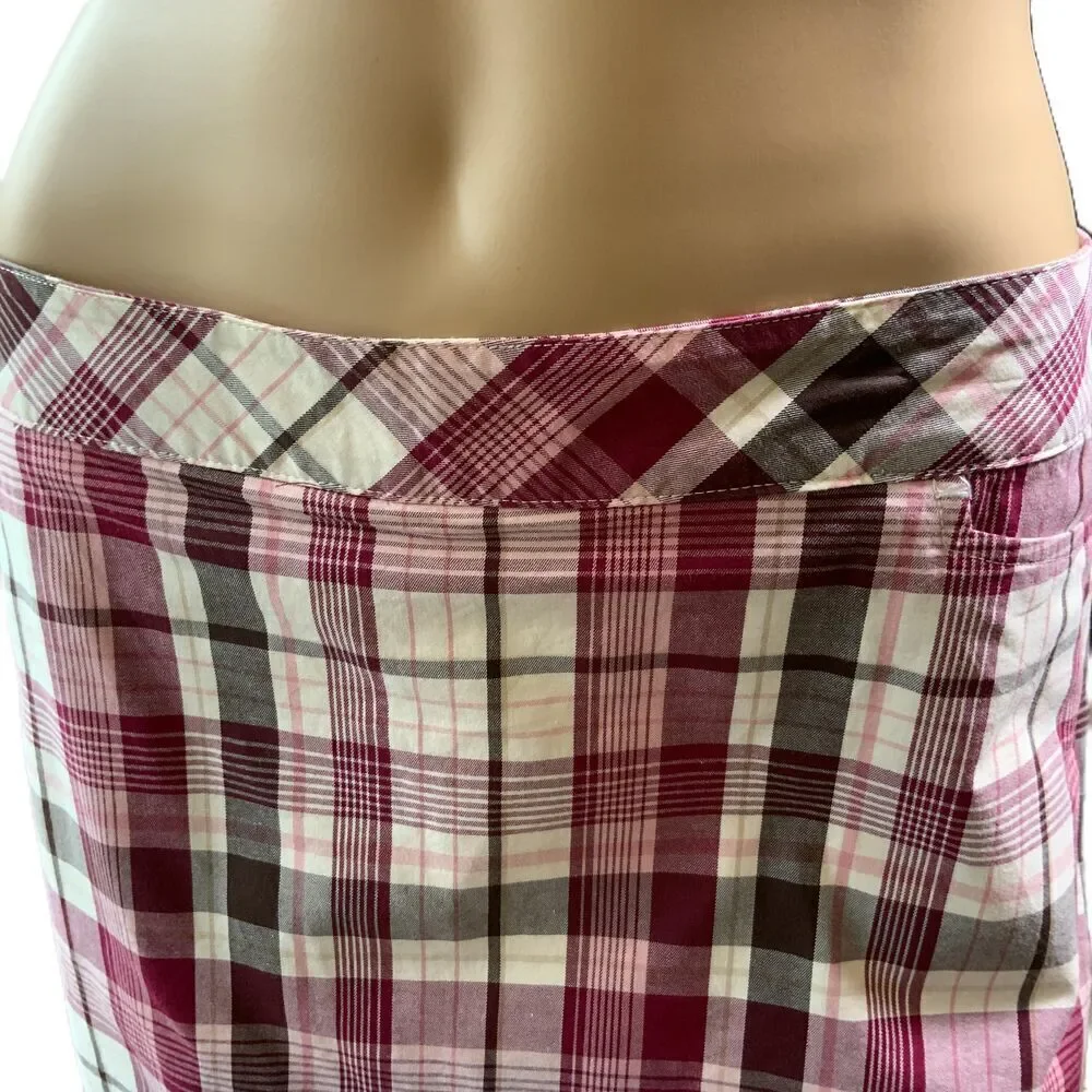 Lady Hagen Womens Pink Plaid Knee-length Stretchy‎ Preppy Academia Skort Medium